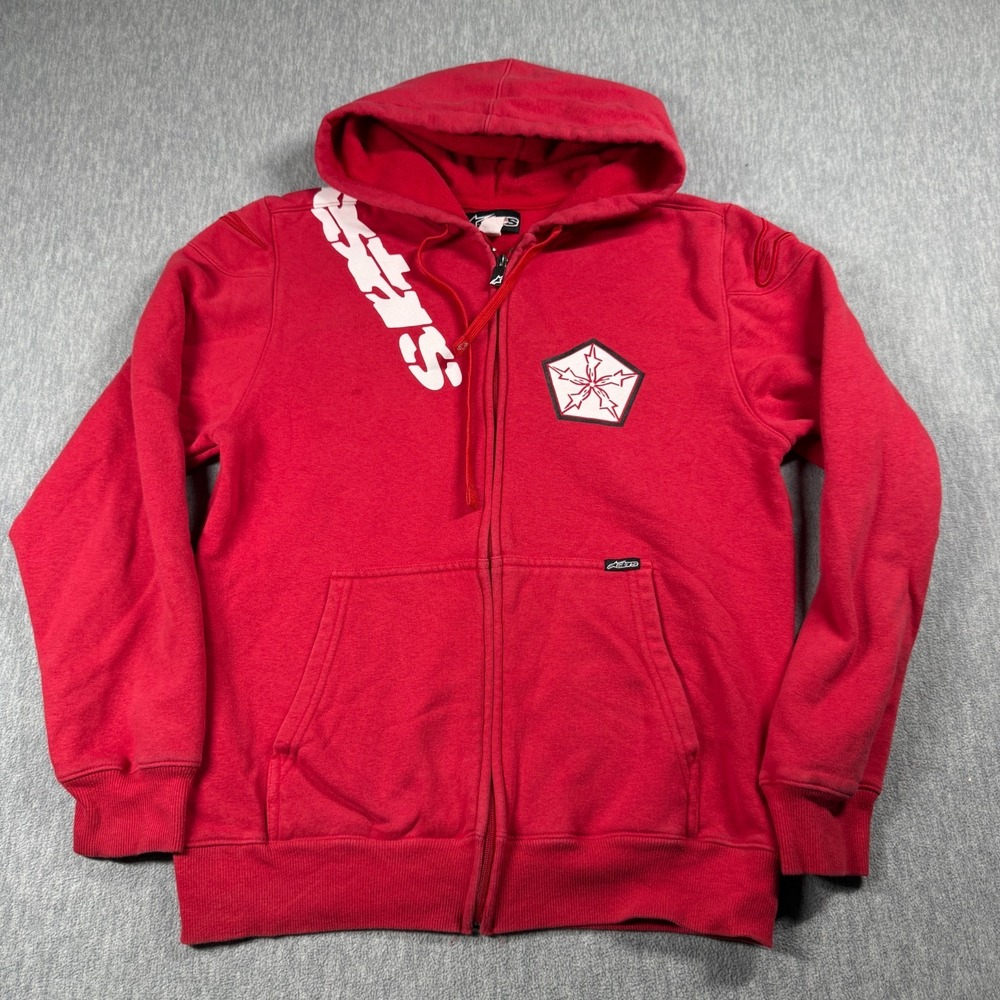 Alpinestars Hoodie Mens Medium Red Astars Full Zip Motocross Racing Sweatshirt